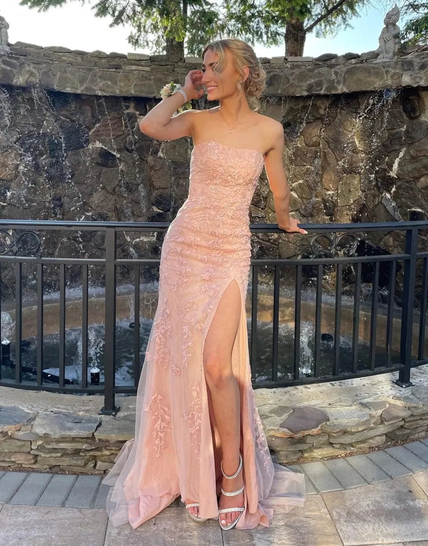 Wholesale Strapless Long Mermaid Prom Dress with Slit prom dresses with long sleeves